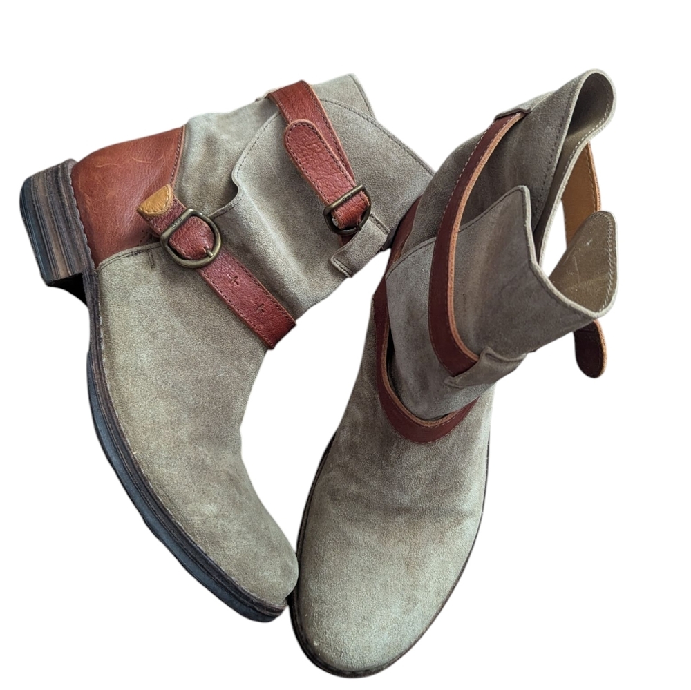 Fiorentini + Baker Buckle Suede And Leather Moto Ankle Boots